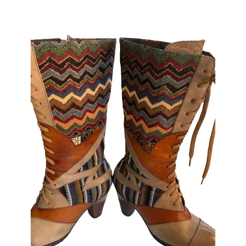 Stylish Multi-Color Women's Heeled Boots - Orange Accent - Picture 5 of 15
